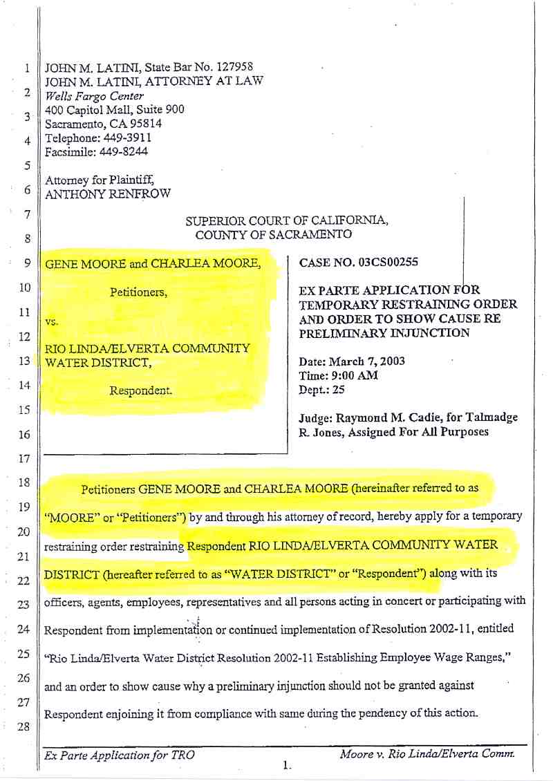 Moore's Attorney 3/6/03 page 1