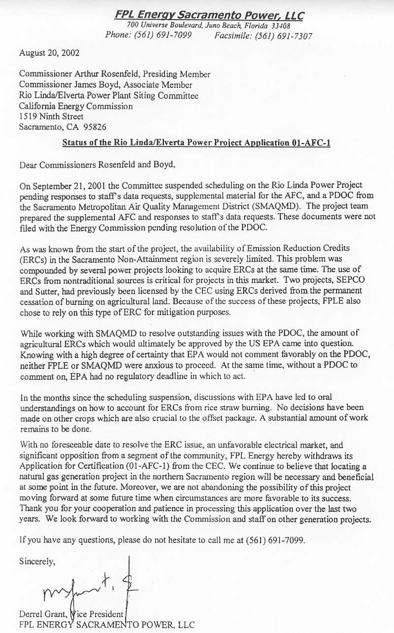 FPL Withdrawal letter August 20, 2002
